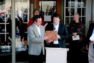 The two state dignitaries preparing to present a plaque to our president.